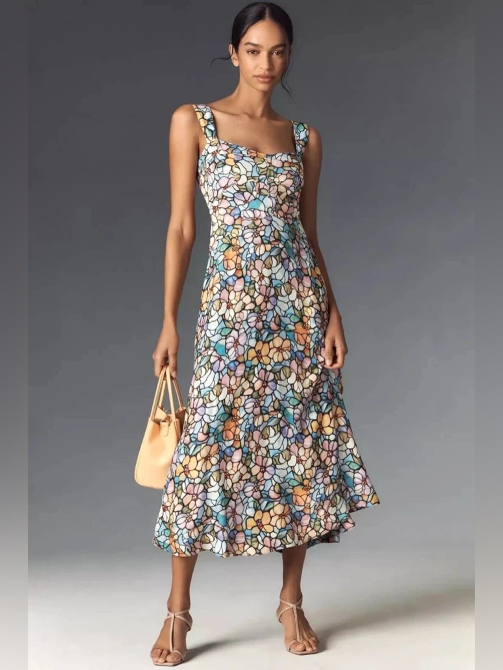 Anthropologie Jocelyn stained glass floral midi dress